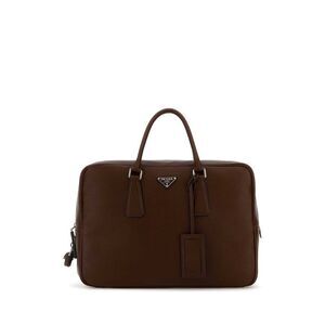 Prada Men Chocolate Leather Briefcase